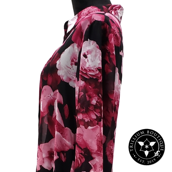 Calvin Klein Floral Sheer Shirt Dress Medium - Picture 5 of 7